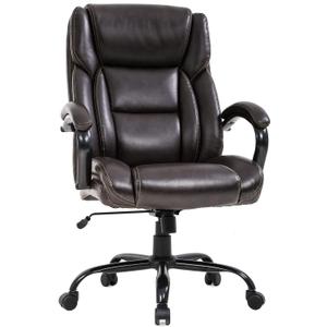 Big and Tall Office Chair 500lbs Wide Seat Ergonomic Desk Chair Task High Back Executive Chair Rolling Swivel PU Computer Chair with Lumbar Support Armrest Adjustable Chair for Heavy People, Brown