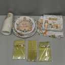 350 Pieces Woodland Baby Shower Decorations Set Serves 50 Guests, Forest Theme Party Supplies Tableware with Plates, Cups, Napkins, Disposable Tableware