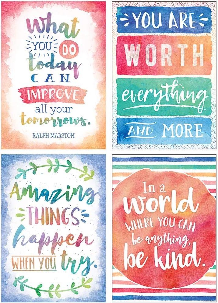 Teacher Created Resources Watercolor Positive Poster Pack, 13.38" x 19.00"
