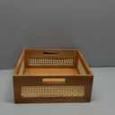 YAHUAN Woven Wooden Storage Crate Box, Decorative Rustic Bamboo Basket With Built-In Handles for Kitchen Pantry, Cabinet, Office, Bedroom, Country Decor (Brown)