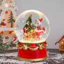 Christmas Snow Globe Musical Santa Claus with Presents Xmas Tree Red Water Snow Globes LED Light Change Music Box Home Christmas Decor for Kids Santa Snow Globes