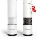 LARS NYSM Salt and Pepper Grinder Set Manual, Stainless Steel Salt and Pepper Mills with Adjustable Ceramic Grinder I Design Spice Shakers (Pure White)