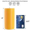 100% Pure Natural Beeswax Pillar Candles-170 Hours Long Burning Time Emergency Beeswax Candles | Organic Bees Wax for Home, Prayer, Christmas, Party | Unscented, Smokeless, Dripless 2 Pack (36 inch), 3x6in-2pack