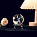 2.3in 3D Cat Glass Ball with Stand Cat Lover Gifts for Home Decor Gift for Women Men
