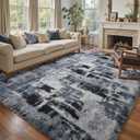 6x9 Ft Large Shag Rugs for Living Room Decor, Tie-Dyed Ultra Soft Fluffy Furry Area Rugs for Bedroom Indoor Floor, Aesthetic Carpet for Kids Home (Blue)