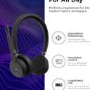 Lenovo Wireless VoIP Headset Teams Certified, Noise-Canceling Mic, Bluetooth 5.3 Multipoint, USB-A Receiver, 31-Hour Talk & 60-Hour Playback, Lightweight Over-Ear Design, Replaceable Earcups, Missing Detail
