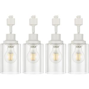 VANoopee H Type Track Lighting Heads E26 Track Light Ceiling Modern for Kitchen, Compatible with H Track Lighting Rail System, White Track Lighting Fixtures with Glass Lamp Shade, 4 Pack, No Bulbs (4 Pack(No Bulbs/Track))