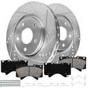 NXTRIP Front Brake Kit Compatible with 2008 2009 2010 2011 2012 2013 2014 2015 2016 2017 2018 2019 2020 2021 Toyota Tundra Sequoia, Brake Pads and Rotors Kit, Brakes Drilled Slotted Front 13.94" Rotor