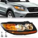 TODO Headlights Assembly Pair Compatible with 2007 2008 2009 2010 2011 2012 Hyundai Santa Fe 6 Pin Headlamp Replacement with Bulbs,Right Passenger Side