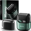 Electric Foil Shavers for Men, Mini Electric Razor, Compact Face Shaver, IPX7 Waterproof Wet Dry Cordless Razor, LED Display, USB-C Fast Rechargeable, Emerald Green