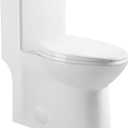 DeerValley Symmetry One Piece Toilet, Dual Flush 1.1/1.6 GPF Elongated Standard Toilet for Bathroom, Toilets with Comfortable Seat Height (Seat Included) (White)