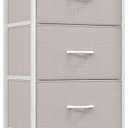 Somdot Tall Dresser for Bedroom with 4 Drawers, Storage Organizer Chest of Drawers with Removable Fabric Bins for Living Room Closet Bedside Nursery Laundry Entryway Hallway, Ash Grey (11.8"D x 16.5"W x 36.6"H (4 Drawers))