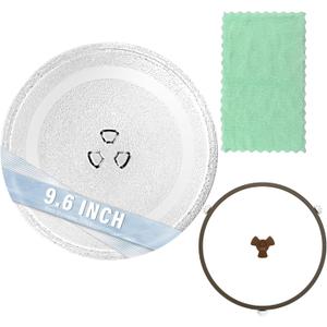 9.6" Glass Microwave Plate Replacement for GE WB49X10229 JE740DRBB Microwave Turntable Tray Oven Rotating Dish Tray with Y shaped design for Better Reheating and Even Heat Distribution