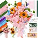 800 PCS Pipe Cleaner Flower Kit, 12 Colors Chenille Stems Craft Kit with Floral Stems, Tape, Stamens, Ribbons, Manual - Make DIY Flowers for Heartwarming Gifts, Family Crafts, Cozy Decor & Bonding