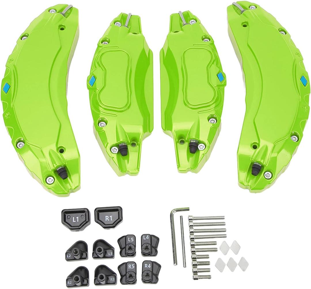 Car Caliper Cover, Aluminium Alloy Disc Brake Caliper Guard Sporty Style for 18in 19in Wheels Hub (Green)