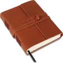 KomalC Handmade Leather Journal | Writing Notebook Diary | Bound Daily Notepad For Men & Women Unlined Paper Medium, Writing Pad for Artist, Sketch (8 x 6, Distressed Tan)