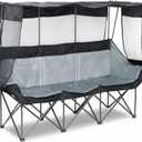 Oversized 3 Person Camping Chair with Canopy Shade Fully Padded Outdoor Folding Camping Chair Suitable For Outdoor Camping, Lawns, And Backyards Equipped With Cup Holders And A Portable Storage Bag
