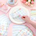 100 Pcs One Silly Goose Paper Napkins One Silly Goose Birthday Decorations Gingham 1st Birthday Party Napkins Party Supplies (Blue)