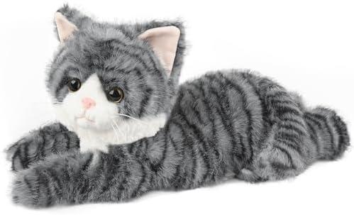 Gray Tabby Cat Stuffed Animals, Microwavable Stuffed Animal Adorable Fluffy Cat Plush for Warmth & Comfort, Heatable & Coolable Lavender Scent Cat Toys, Cute Soft Plushies Cat Gifts for Kids & Adults