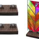 2 PCS Small Wood Adjustable Glass Display Stands for Stained Glass Art Creations, Ceramic Tiles, Plaques, Pictures, Signs, Greeting Cards, Plates, Home, Office Trade Show (3.9 x 3.9 x 0.6 Inch)