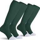 CELERSPORT 2 Pack Baseball Soccer Softball Socks For Youth Kids Men Women Multi-sport Tube Socks, Green, X-Small