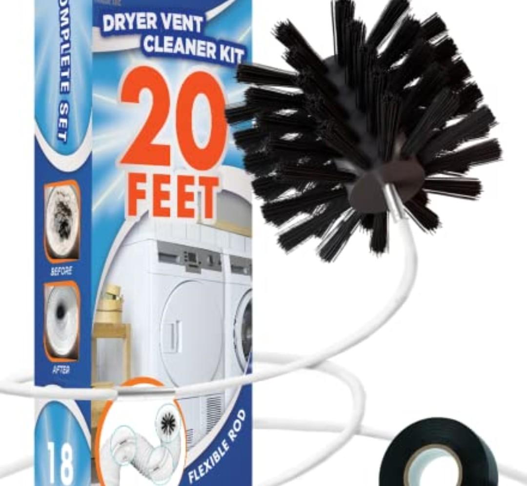 The Professional Dryer Vent Cleaner Kit -(15-Feet) Innovative Lint Remover Reusable Strong Nylon| Flexible Lint Brush with Drill Attachment for Faster Cleaning