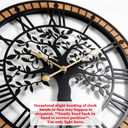 24 Inch Tree of Life Wall Clock, Silent Farmhouse Wood and Metal Decor, Large