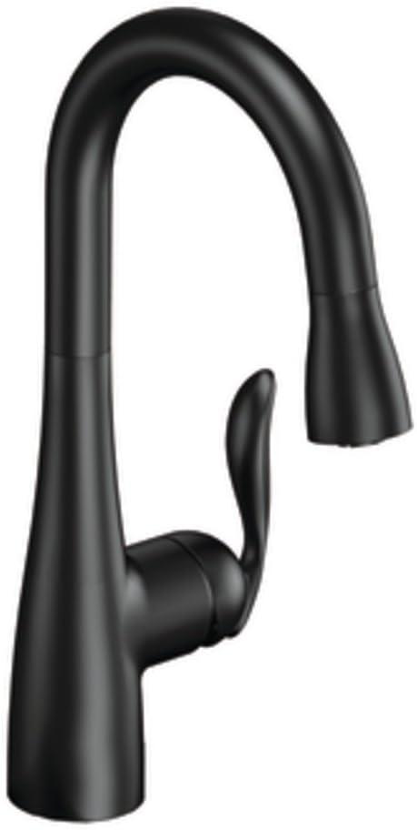 Moen 5995BL Arbor One Handle High Arc Pulldown Bar Faucet with Reflex, Matte Black