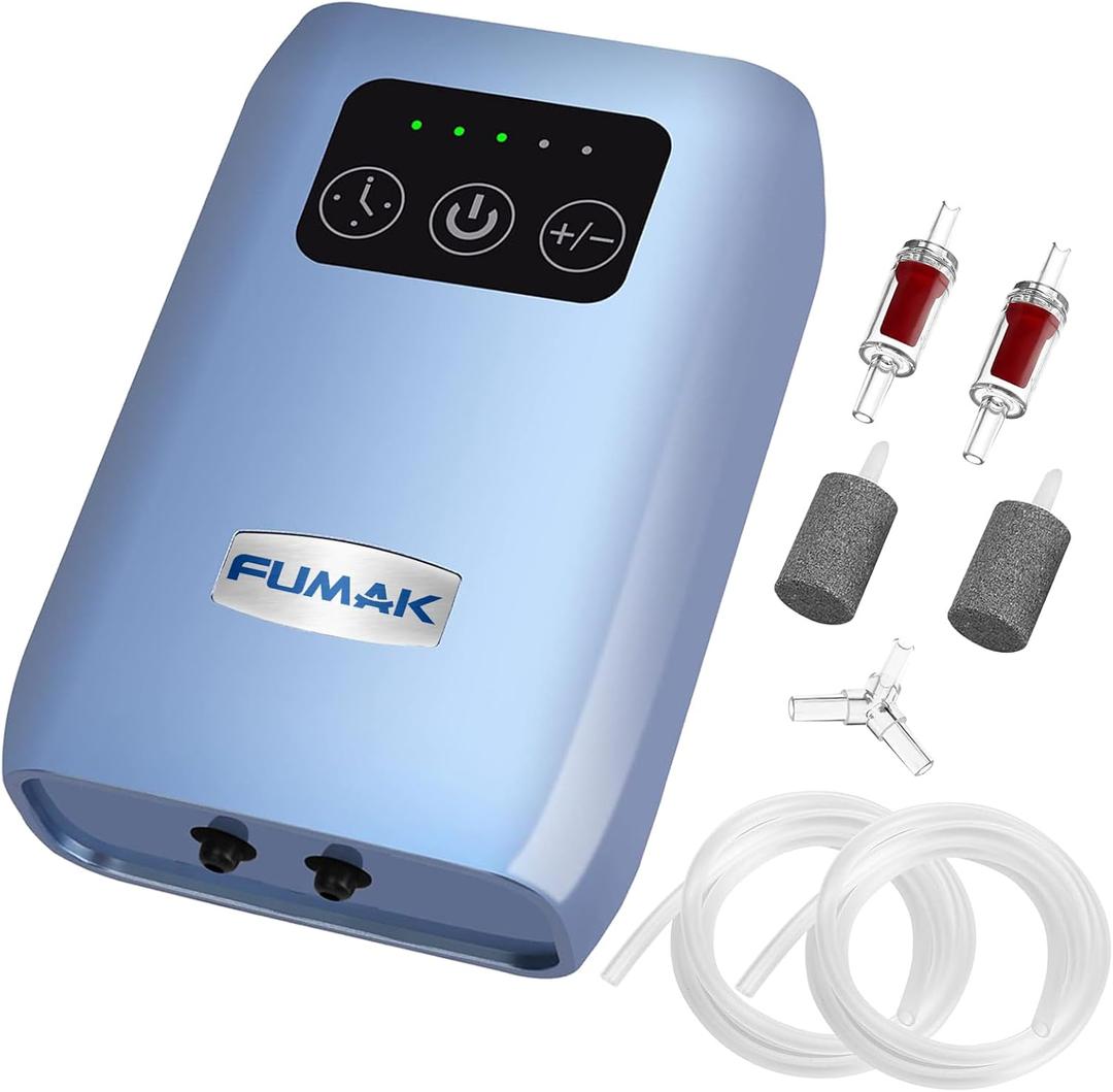 Aquarium Air Pump, USB Rechargeable Lithium Battery Powered Portable Air Pump for Fish Tanks, AC/DC Dual Mode Oxygen/Aerating Pump for Outdoor Fishing, Emergency, Power Cuts (For Aquarium up to 120 Gal) Aquarium Air Pump, USB Rechargeable Lithium Battery Powered Portable Air Pump for Fish Tanks, AC/DC Dual Mode Oxygen/Aerating Pump for Outdoor Fishing, Emergency, Power Cuts (For Aquarium up to 120 Gal)