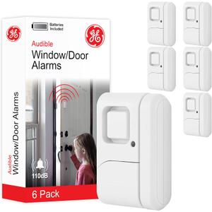 GE Personal Security Window and Door Alarm, 6 Pack, DIY Protection, Burglar Alert, Wireless Chime/Alarm, Easy Installation, Home Security, Ideal for Home, Garage, Apartment and More,White, 49721