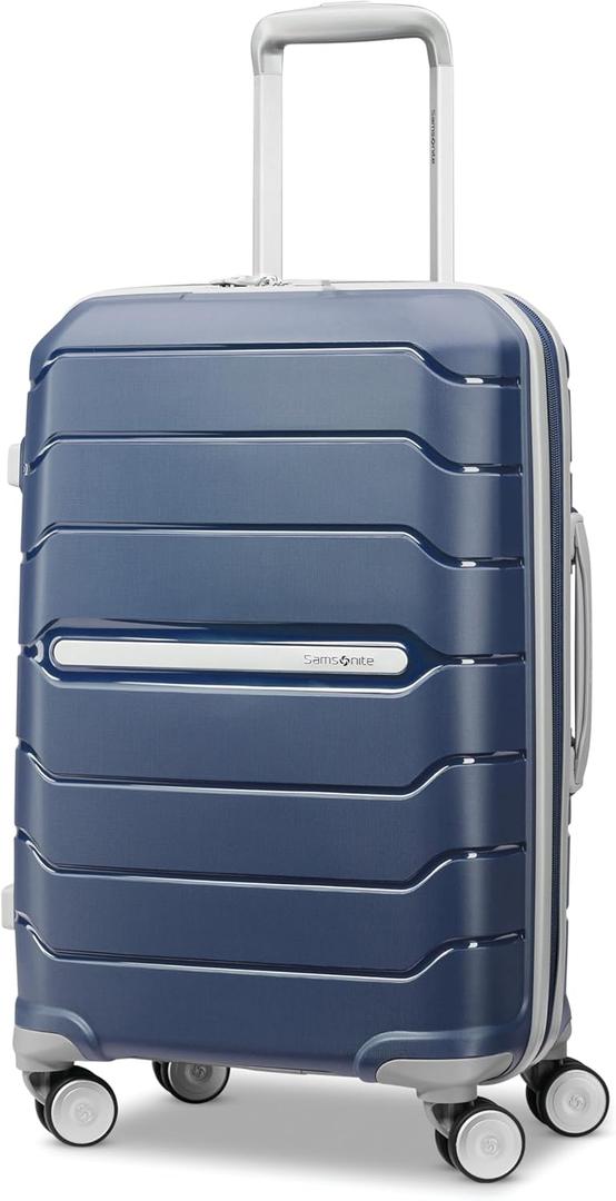 Samsonite Freeform Hardside Carry-On Luggage with Spinner Wheels - Hardshell Suitcase - TSA, Airline-Approved - Expandable Hard Shell, Smooth Rolling Wheels for Lightweight Travel - Navy 20.5" x 14.5" x 9.8