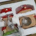 Mushroom Ceramic Hamster Hideout, Water Bottle with Stand, Food Bowl, Hamster Accessories (red)