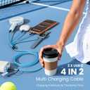 Travel Cruise Essentials 2026, Dual Type-C 4 in 2 Multi Charging Cable for Travel with Multi USB-C Devices, USB A/C with Dual USB C Cable/iWatch/IP, Designed for iWatch Series, iPhone 17-8 (Blue, 5FT)
