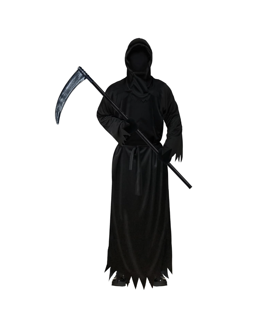 Grim Reaper Costume Set for Adult Men,Scary Phantom Halloween Robe Costumes for Boys Ages 14+ Set Of 2 L Size