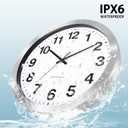 Caysie 16 Inch Sealed Indoor Outdoor Clocks Waterproof, Silent Battery Operated Quartz Metal Wall Clock for Patio Pool Bathroom Home (Silver)