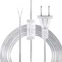 Lamp Cord with Switch Replacement Lamp Cord 18AWG SPT-2 Replacement Silver Power Transparent with Plug for Table Floor Lighting Fixture(Clear Sliver,15ft)