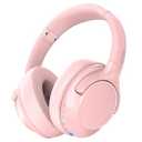 Mokata Bluetooth 5.3 Headphones Over Ear 68H Playtime 6 EQ Wireless Headset with Microphone HiFi Stereo Foldable Lightweight Deep Bass for Travel Home Office Cellphone, Pink