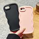 Slim Fit Case for iPhone 8 Plus and iPhone 7 Plus 5.5-Inch, Wave Frame, Cute Soft TPU Thin Protective Phone Cover for Women, Black