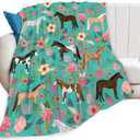 Horse Blanket Gifts for Girls Women Cute Horses Flowers Flannel Fleece Throw Blanket Soft Warm Fuzzy Floral Blanket for Horse Lovers Decor Bed Couch Living Room for Teens 60"x50"
