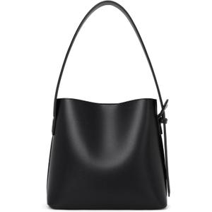 BOSTANTEN Bucket Bag Vegan Leather Shoulder Purses for Women Trendy Adjustable Strap (Black)