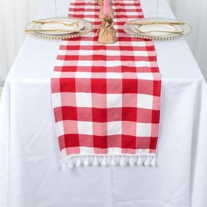 Partisout Buffalo Check Table Runner 14x72 Inch Red and White Plaid Cotton Blend Table Cover