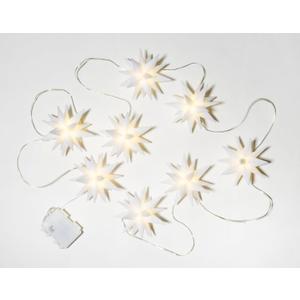 Elf Logic Set of Eight 4" LED Mini Moravian Star String Lights. Hanging Outdoor Christmas Lights, Holiday Decoration, Porch Lights, Advent Stars or Christmas Tree Lights.