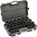 GEARWRENCH 29 Piece 3/ 4" Drive 6 Point Deep SAE Impact Socket Set | 3/ 4" to 2-1/ 2" | 84037
