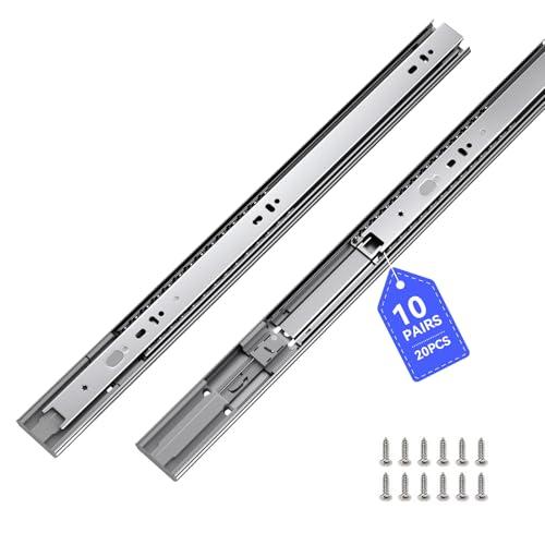 LONTAN 10 Pairs 14 Inch Soft Close Drawer Slides Heavy Duty Ball Bearing Dresser Drawer Glides 12.4" Extension Cabinet Rails 100 LB Capacity