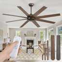 Fanbulous 65 Inch Ceiling Fans No Light with Remote, Bronze Indoor/Outdoor Ceiling Fan Without Light with Quiet Reversible DC Motor, 6 Speeds, 8 Blades Large Ceiling Fan for Living Room Bedroom Patio