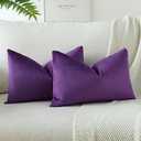 OTOSTAR Velvet Soft Solid Decorative Throw Pillow Covers 12×200Inch Pillow Covers Lumbar Cushion Case Couch Pillowcases for Sofa Bed Home Decor Pack of 2 (Purple)