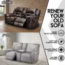 Reclining Love Seat with Middle Console Slipcover, 8-Piece Velvet Stretch Loveseat Reclining Sofa Covers, 2 seat Loveseat Recliner Cover, Thick, Soft, Washable, Loveseat Slipcovers (Light Grey)