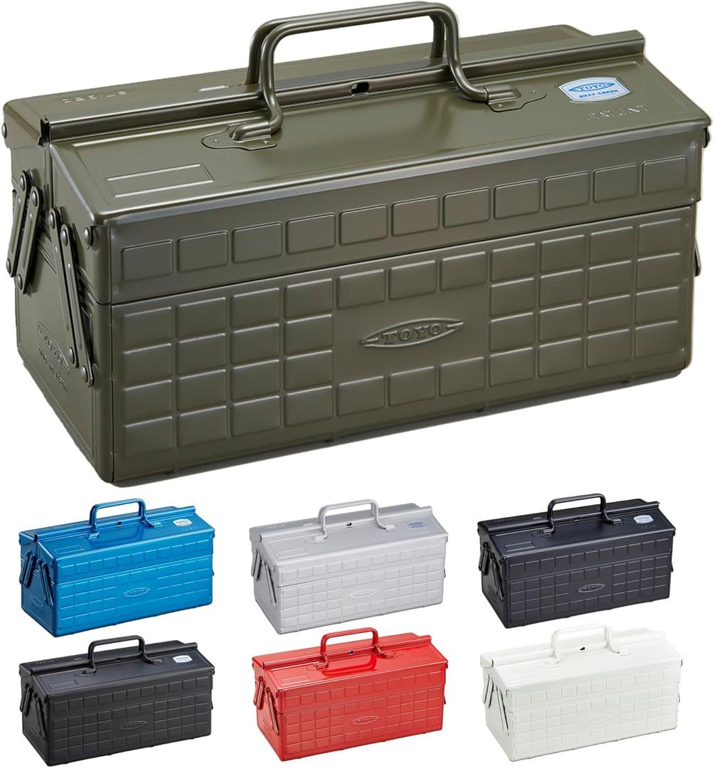TOYO ST-350MG Steel 2-Tier Tool Box (Military Green)