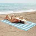 LULUHOME Large Oversized Beach Towel - Big Cotton 36 x 70 Inch Striped Pool Towel, Large Cabana Soft Swimming Towel for Adult Men Women,Aqua