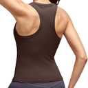 Alaroo Workout Tops for Women Sleeveless Racerback Tank Tops (Brown, XL)